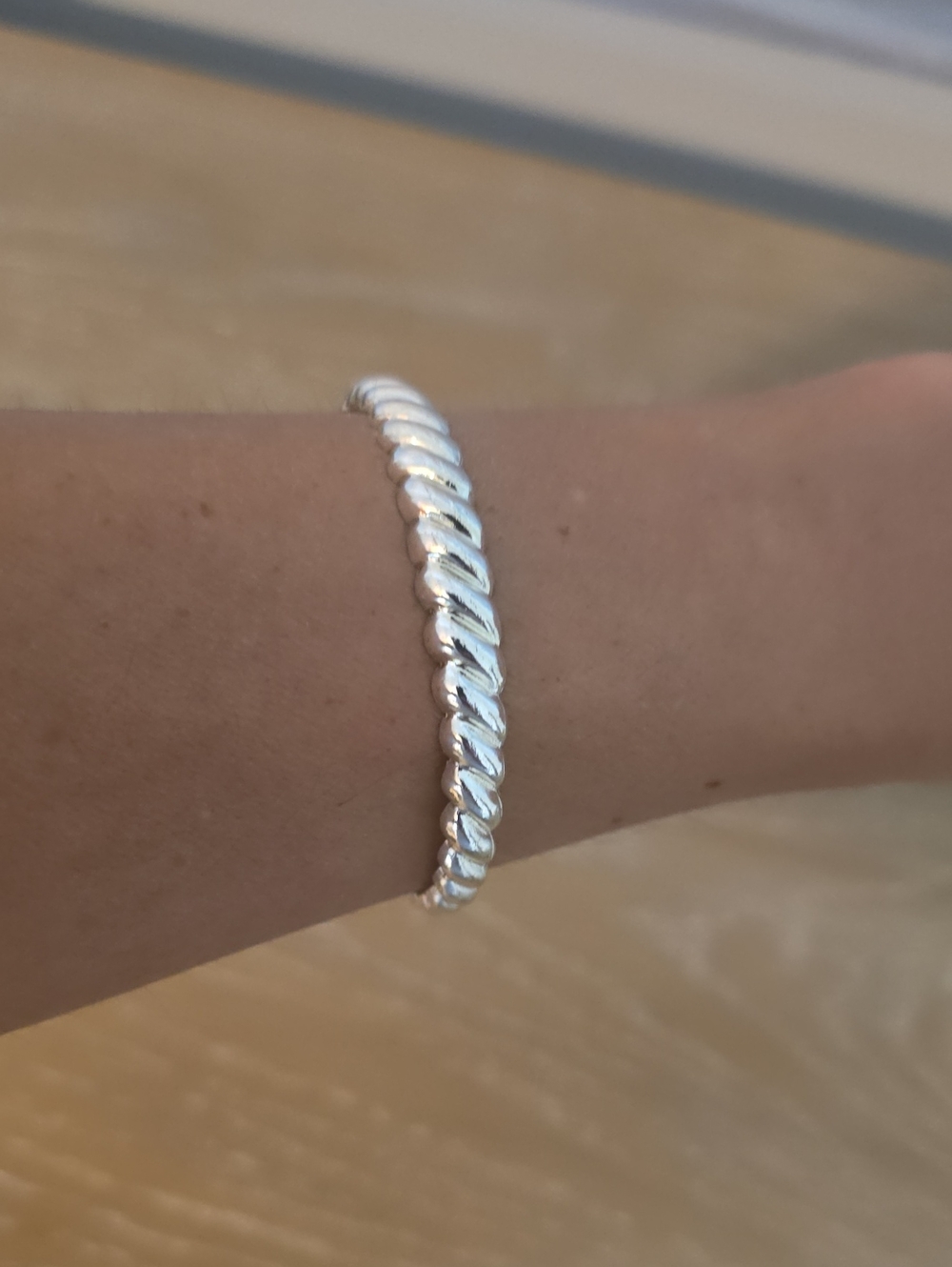 Vintage Silver Twisted Rope Bangle Bracelet